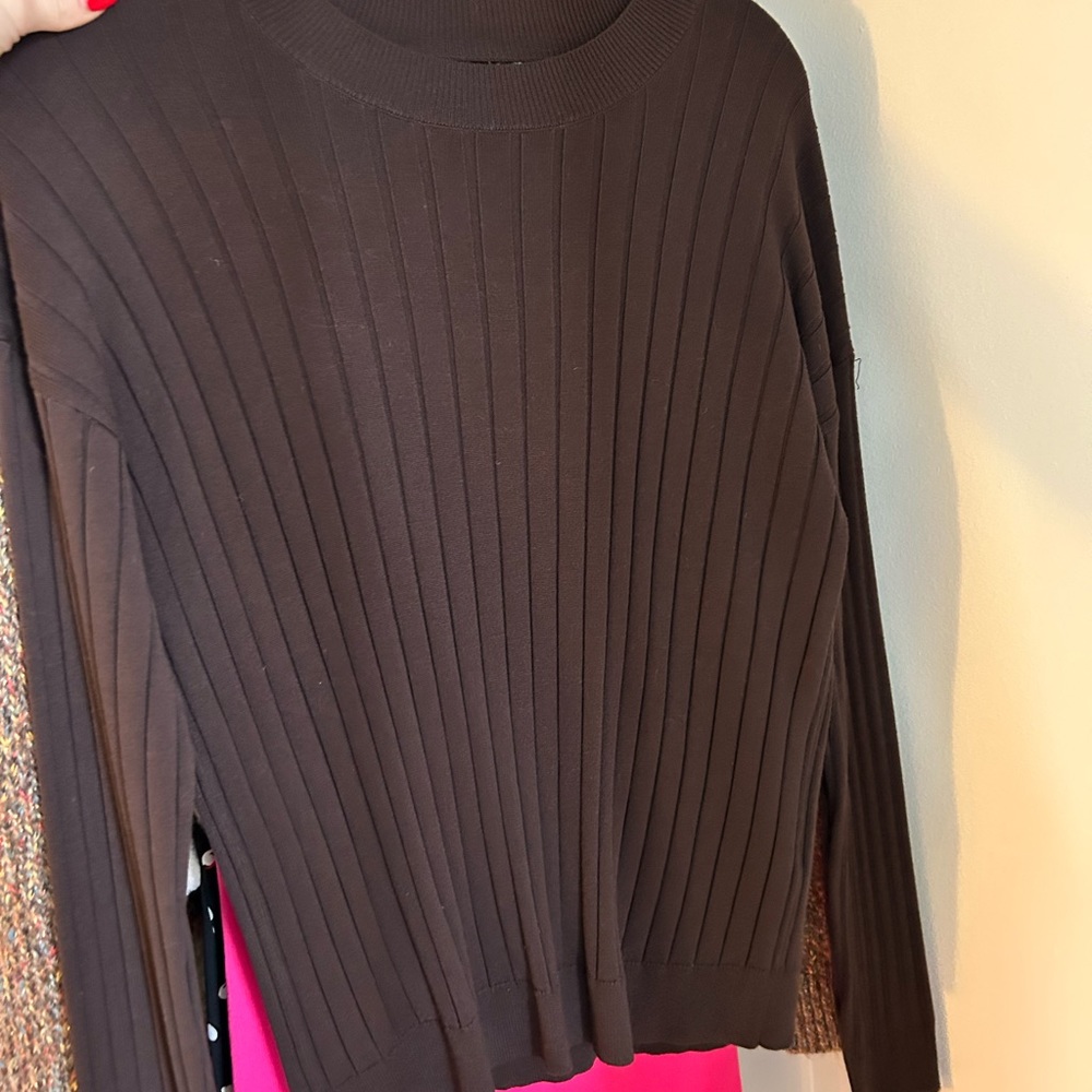 open edit brown open back sweater